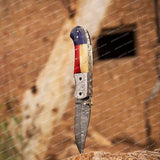 Hand Made Texas Flag Handle Pocket Folding Knife