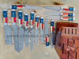 Texas Flag Handles Full BBQ/Chef/Kitchen Knife Set