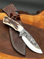 Handmade Hand Engraved Skinner/Hunter/Camp EDC Knife