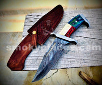 Texas Flag Handle Custom Handmade Damascus Rambo Bowie Knife