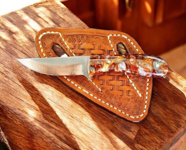 Western Cowboy Knife - Handmade Rasp Steel & Resin Handle