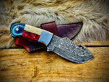 Handmade Texas Flag Handle Gut Hook Skinning Hunting Knife