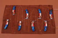 Handmade Texas Flag Handles BBQ/Chef/Kitchen Knife Set