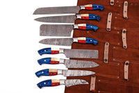 Handmade Texas Flag Handles BBQ/Chef/Kitchen Knife Set