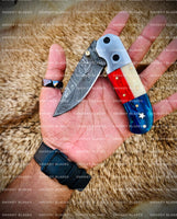 Hand Made Texas Flag Handles Knives Pair
