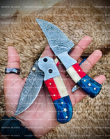 Hand Made Texas Flag Handles Knives Pair