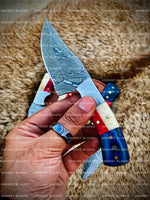 Hand Made Texas Flag Handles Knives Pair