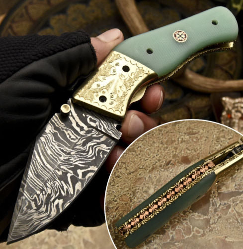 Handmade Damascus Steel Pocket Folding knife