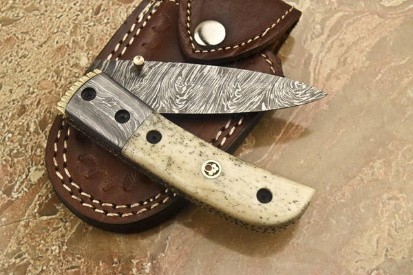 Handmade Damascus Steel Pocket Folding knife