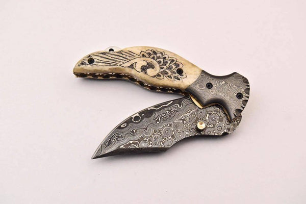 Handmade Damascus Steel Pocket Folding knife