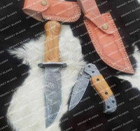 Hand Made Hunting Folding Axe Knife Set
