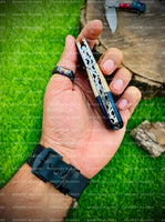 Hand Made Texas Flag Handle Folding Pocket Knife