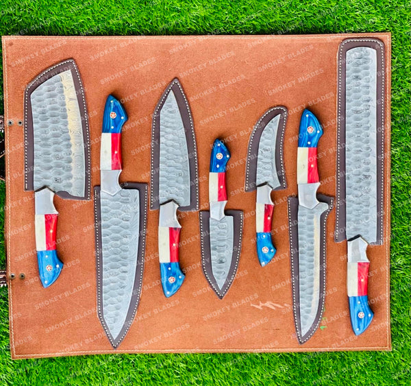 Hand Made Texas Flag Handles BBQ/Chef/Kitchen Set