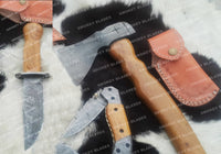 Hand Made Hunting Folding Axe Knife Set
