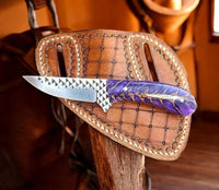 Handmade Cowboy Knife and Sheath - Rasp Steel & Pine-Cone Handle