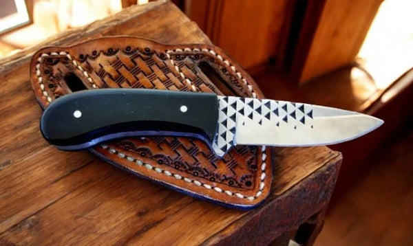 Western Cowboy Belt Knife – Handmade Rasp Steel & Buffalo Horn
