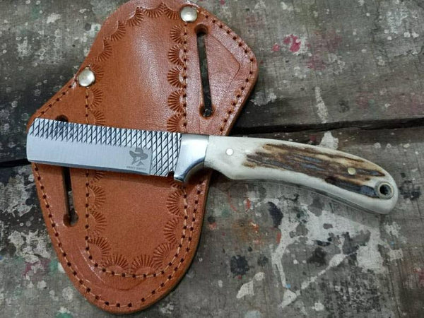 Custom Handmade Bull Cutter with Leather Sheath