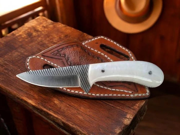 Handcrafted Cowboy Knife with Belt Sheath - 8" Rasp Steel
