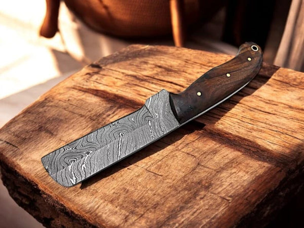 Custom Handmade Bull Cutter Knife with Leather Sheath