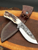 Handmade Hand Engraved Skinner/Hunter/Camp EDC Knife