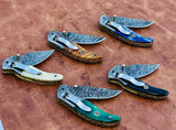 Hand Made Damascus Steel Folding Pocket Knives