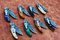 Hand Made Damascus Steel Folding Pocket Knives