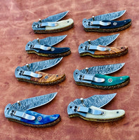 Hand Made Damascus Steel Folding Pocket Knives
